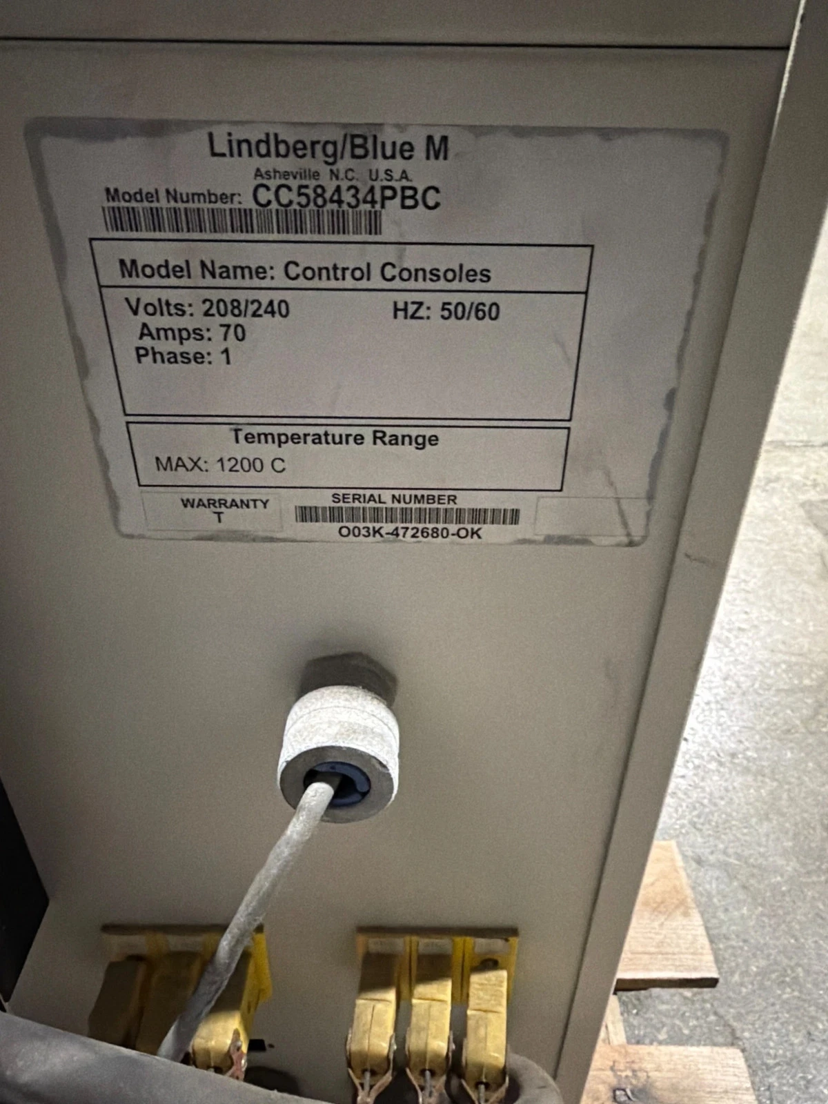 LINDBERG Blue M HTF55347C 1200°C Tube Furnace w/ CC58434PBC Control Console USED - Image 5