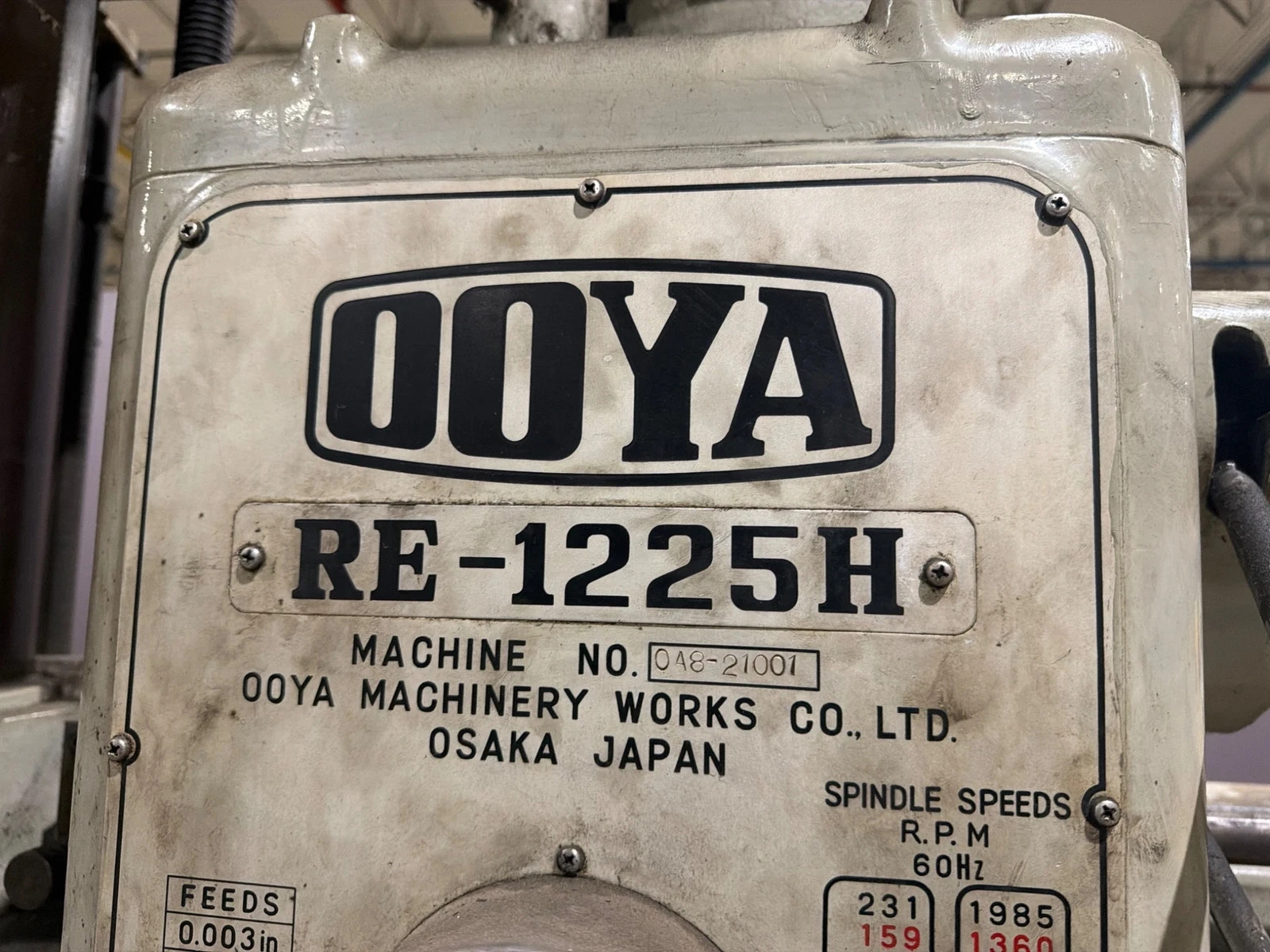 4′ × 13″ OOYA RE-1225H Radial Arm Drill with Box Table USED - Image 11
