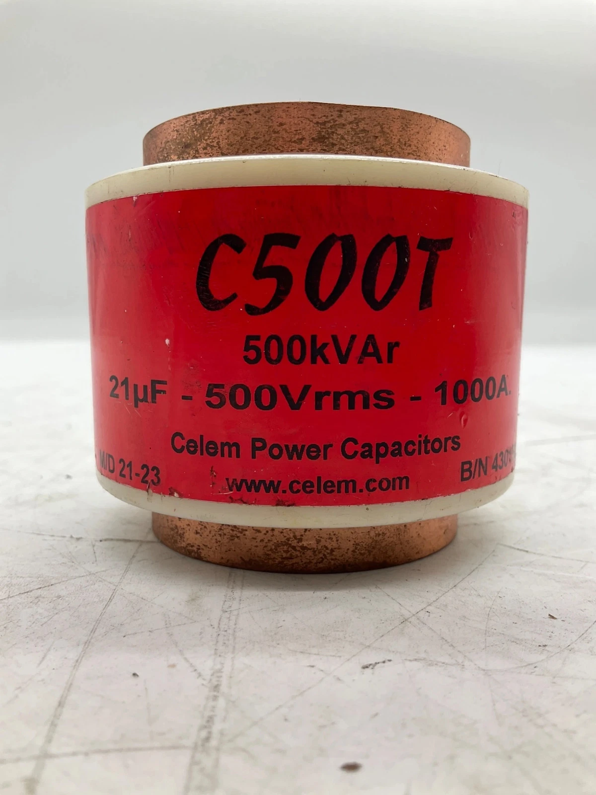 CELEM C500T Power Capacitor 21µF 500Vrms 1000A USED - Image 3