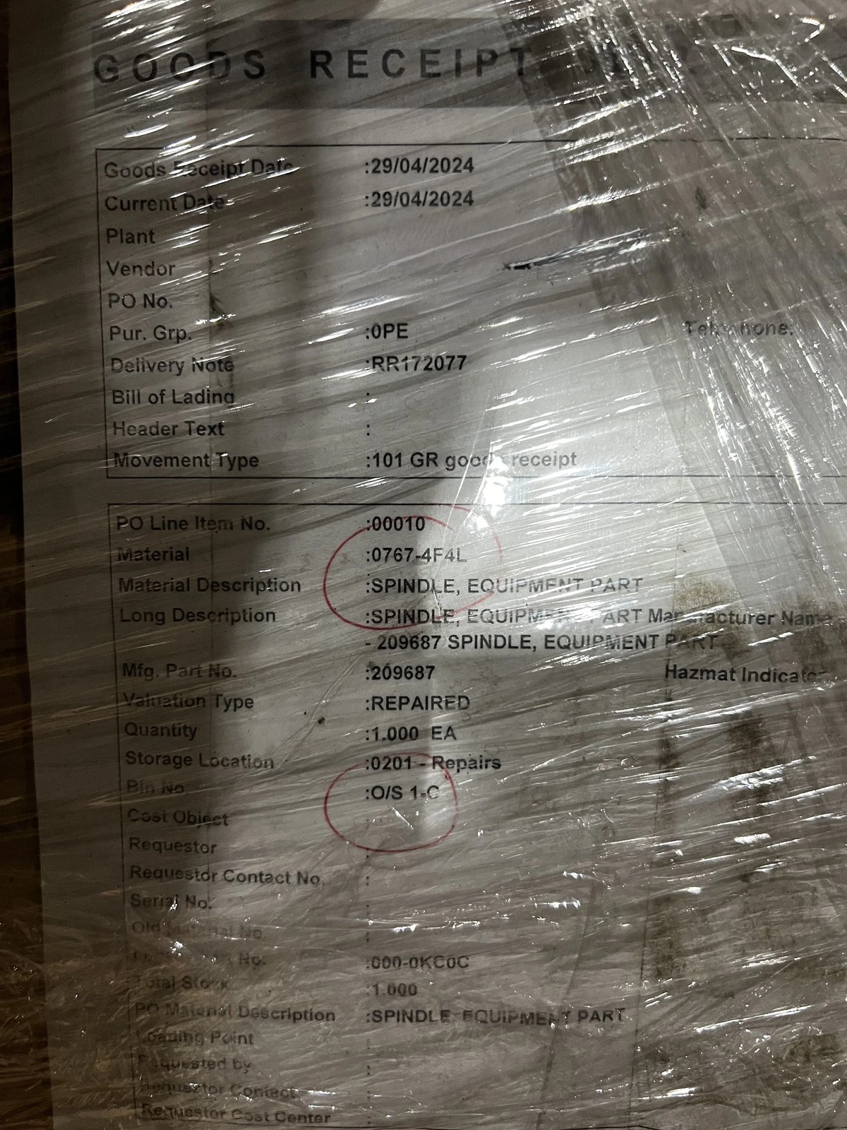 Wera 0767-4F4L / 209687 Spindle Motor USED - Image 5