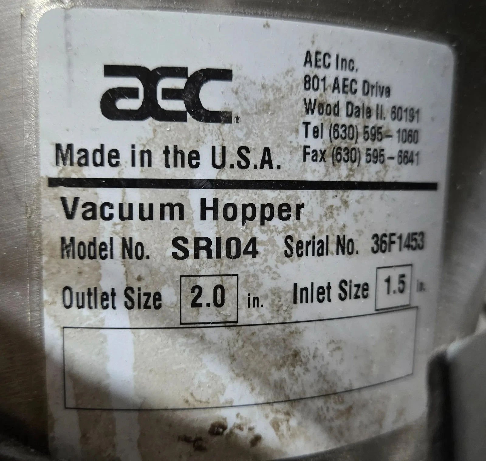 AEC WHITLOCK SRI04 Vacuum Hopper USED - Image 5