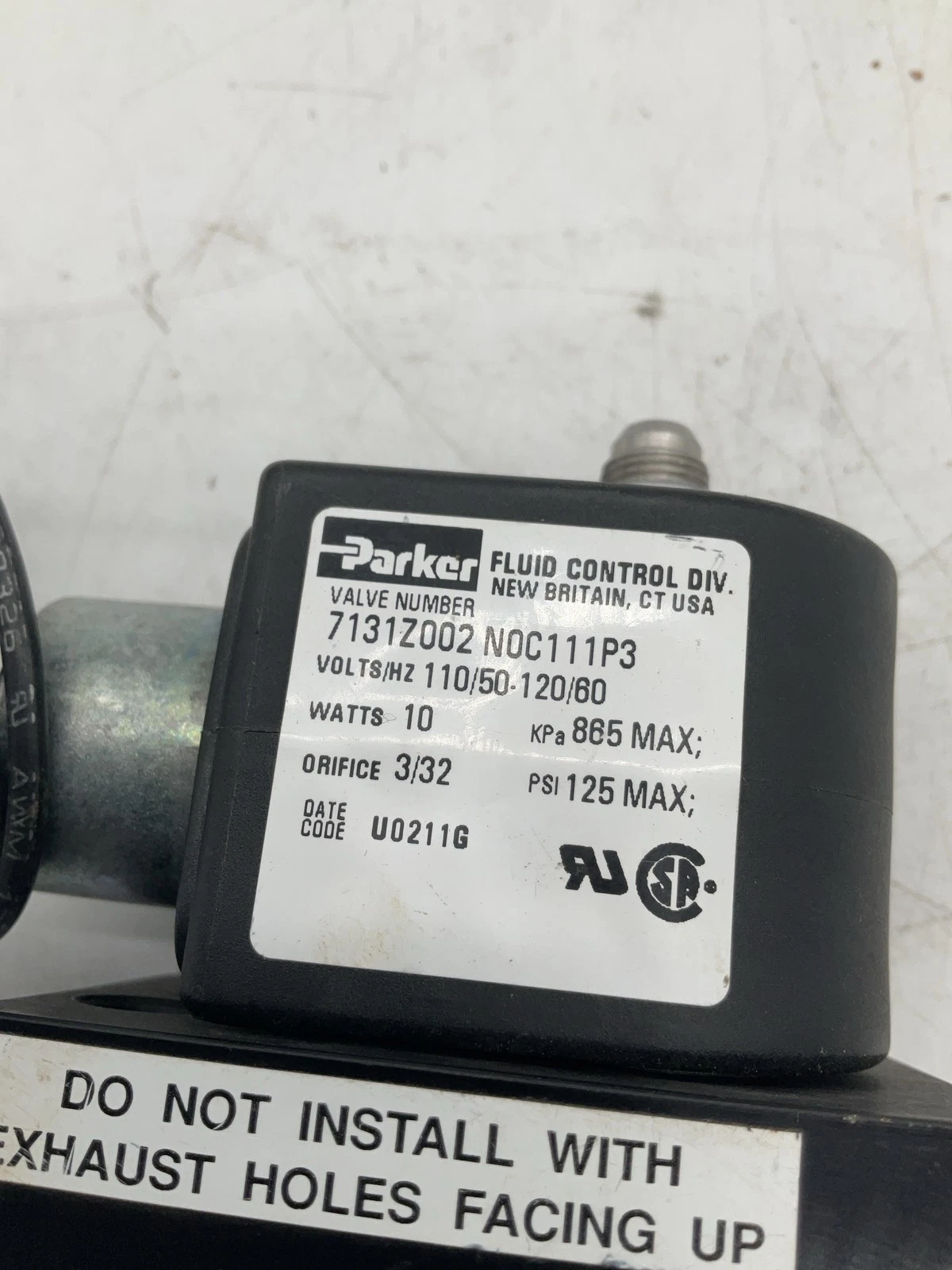 Parker 7131Z002N0C111P3 3/32" General Purpose Solenoid Valve 120V NEW - Image 3