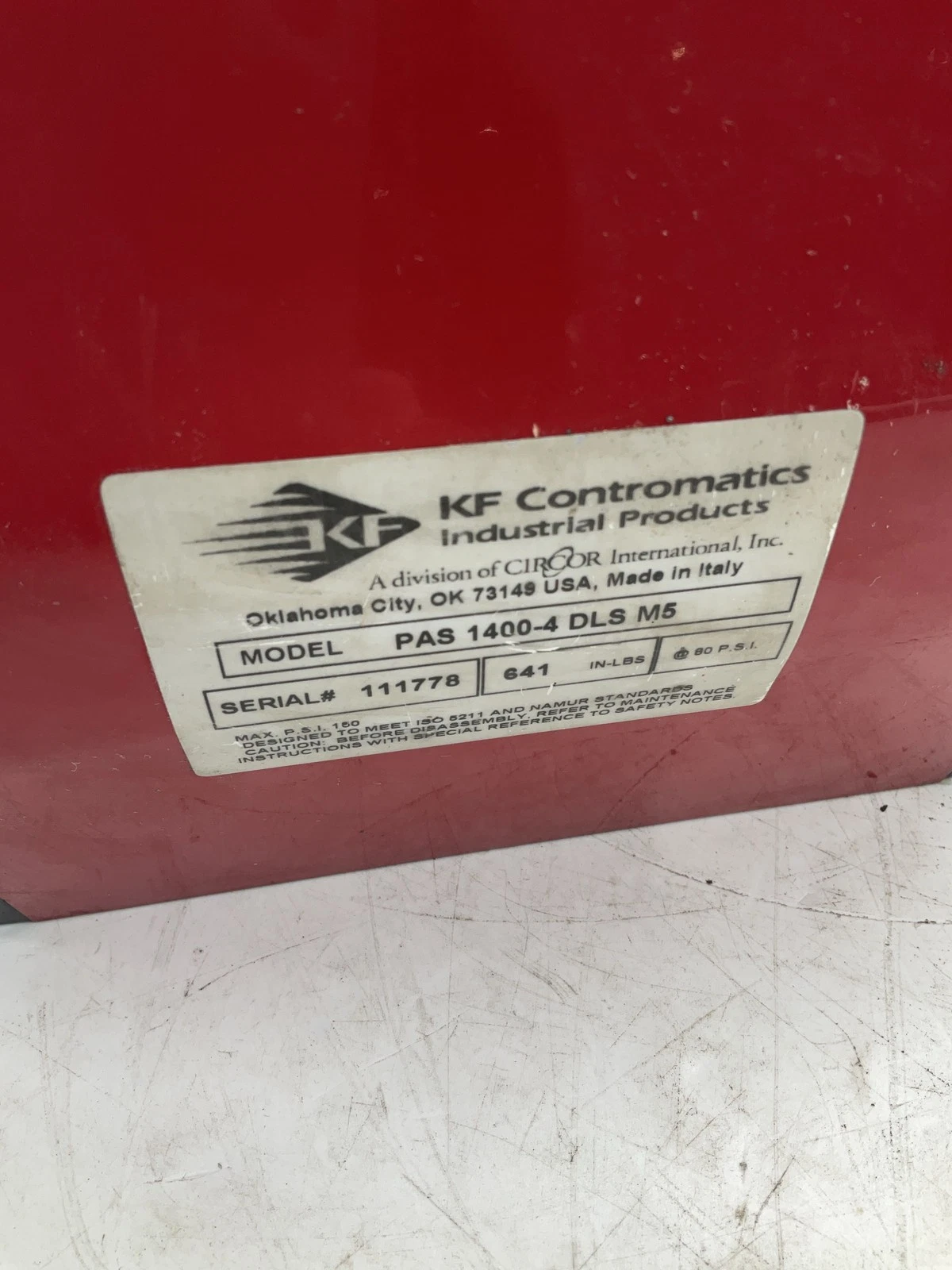 KF Contromatics PAS 1400-4 DLS M5 Pneumatic Valve Actuator USED - Image 6