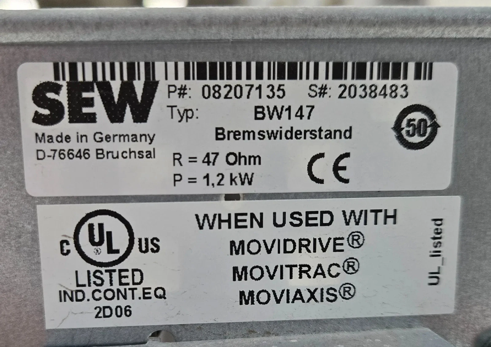 SEW BW147 BRAKE RESISTOR USED - Image 6