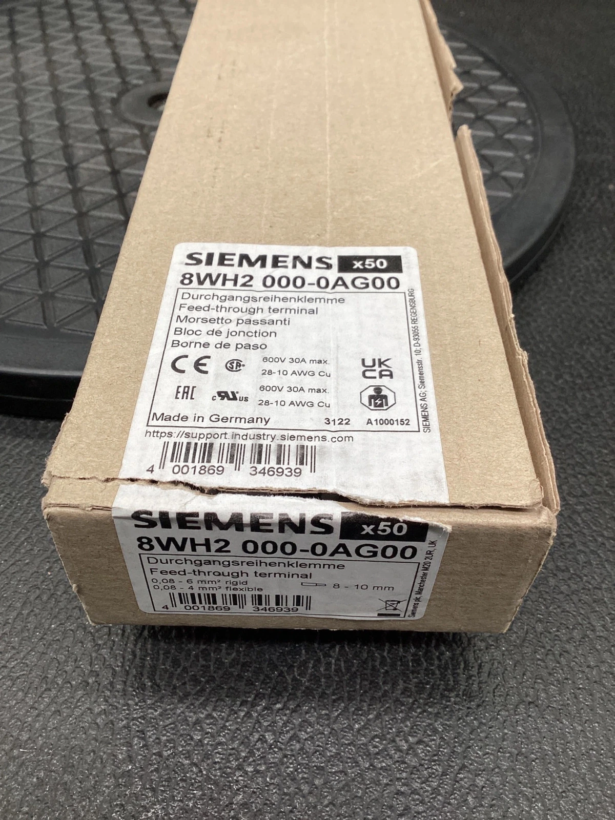 SIEMENS 8WH2 000-0AG00 Feed-Through Terminal NEW (50-Pack) - Image 3