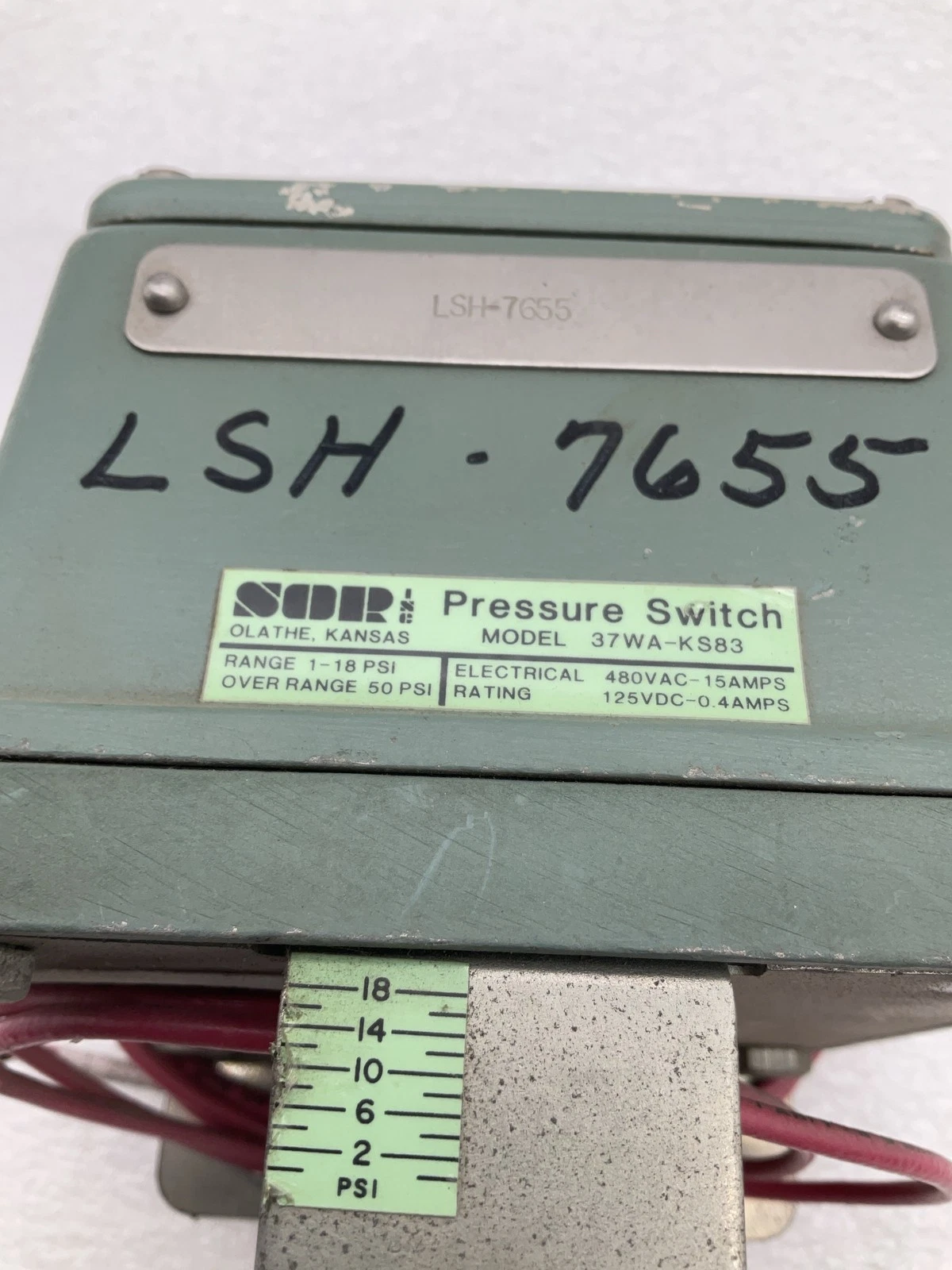 SOR 37WA-KS83 Pressure Switch USED - Image 2