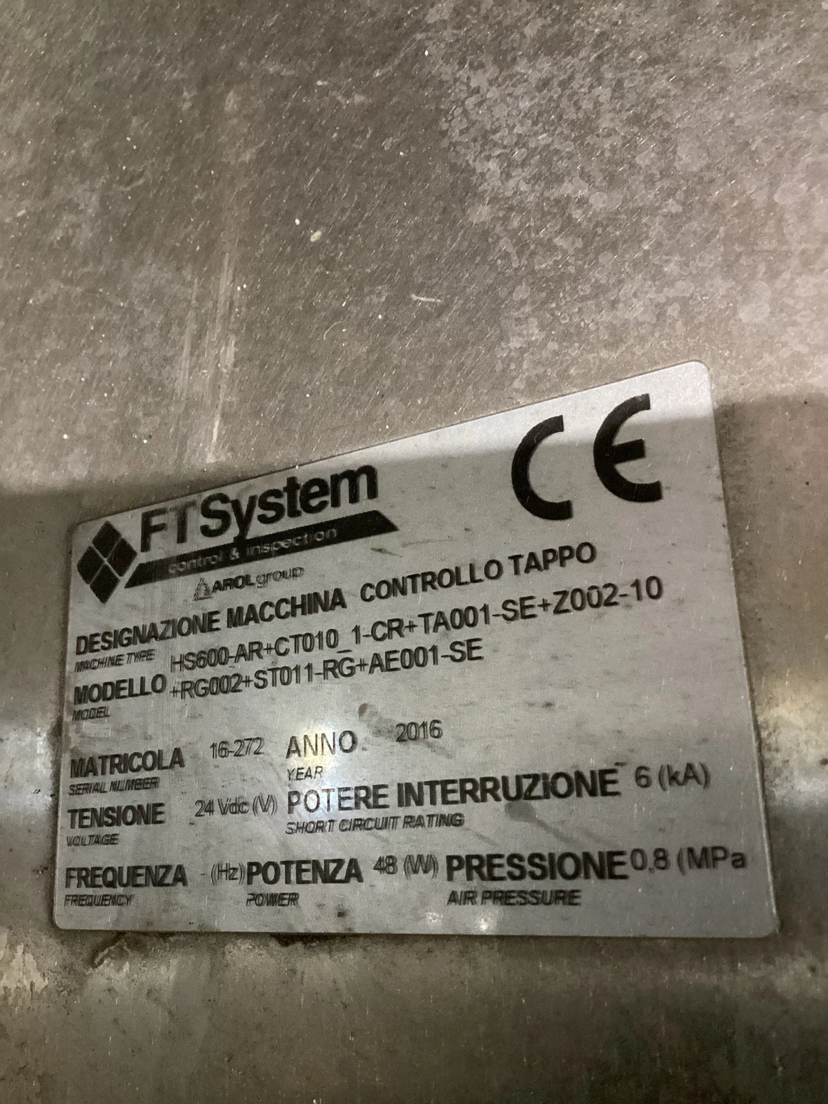 AROL FT System HS600-AR+CT010_1-CR+TA001-SE+Z002-10+RG002+ST011-RG+AE001-SE Inspection System USED - Image 2