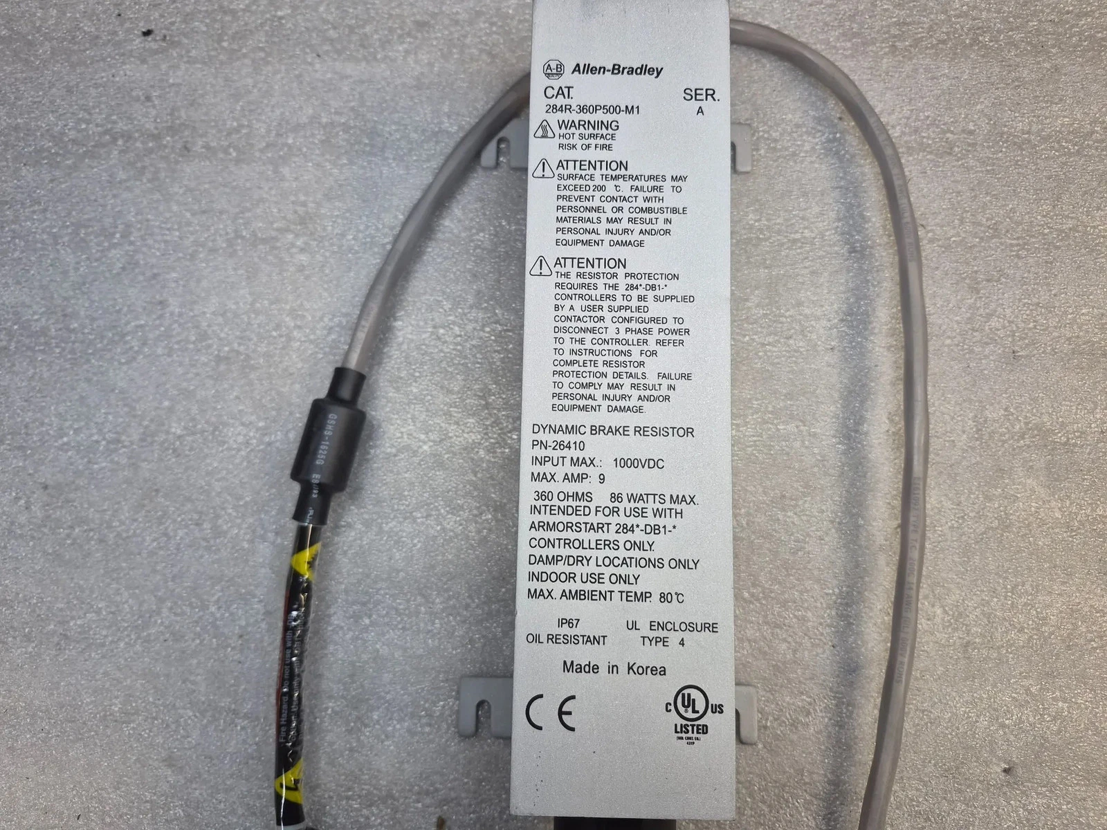 ALLEN BRADLEY 284R-360P500-M1 ArmorStart Dynamic Brake Resistor NEW - Image 4