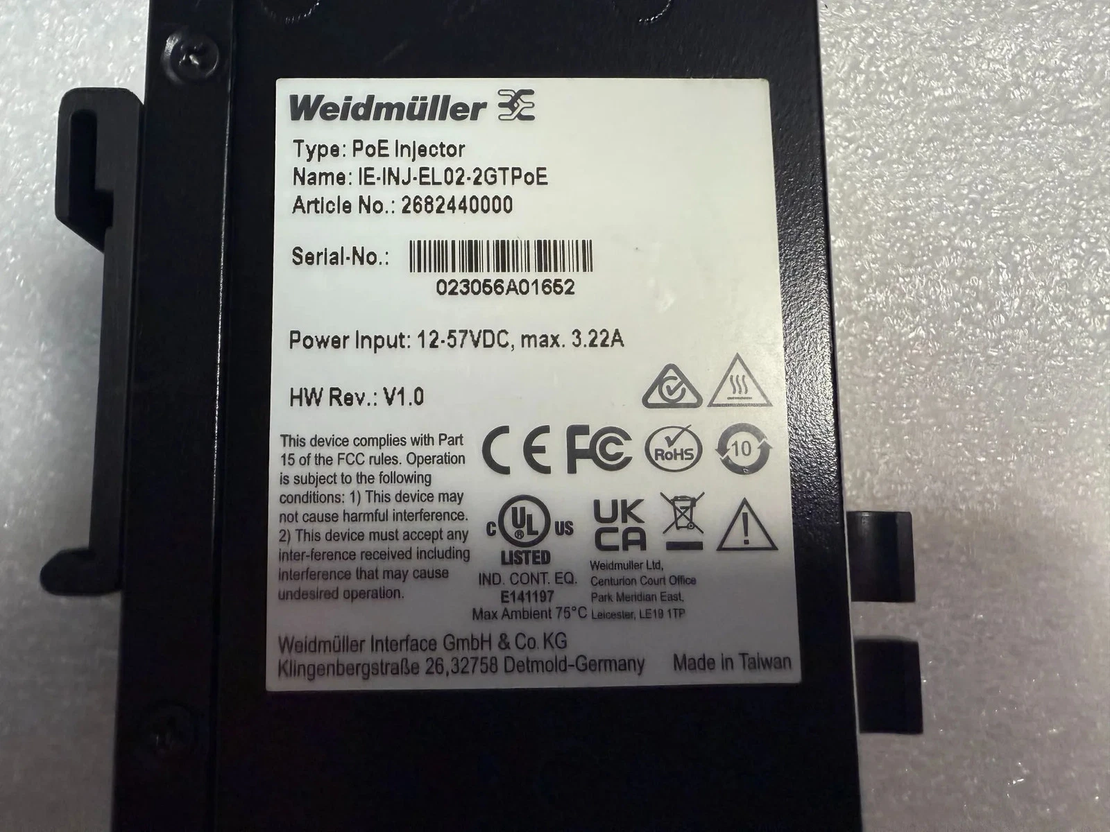 WEIDMULLER 2682440000 IE-INJ-EL02-2GTPOE Ethernet Switch USED - Image 4
