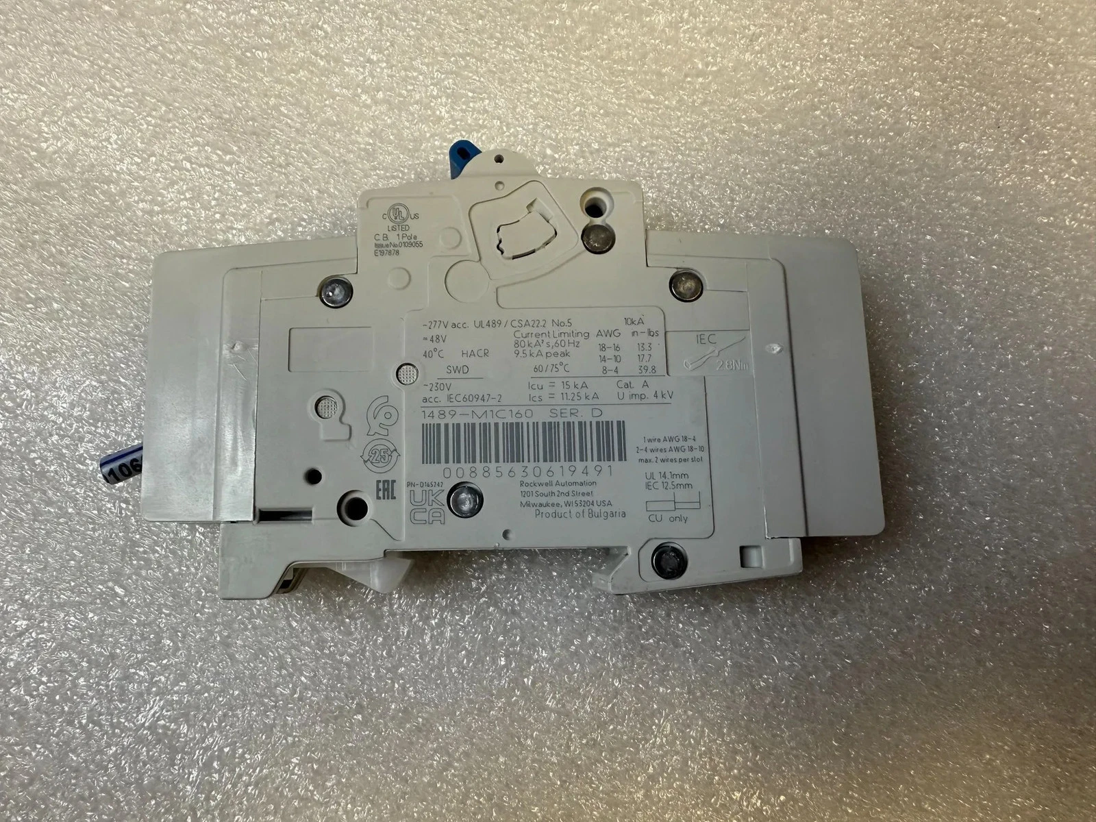 ALLEN BRADLEY 1489-M1C160 16A Circuit Breaker USED - Image 2