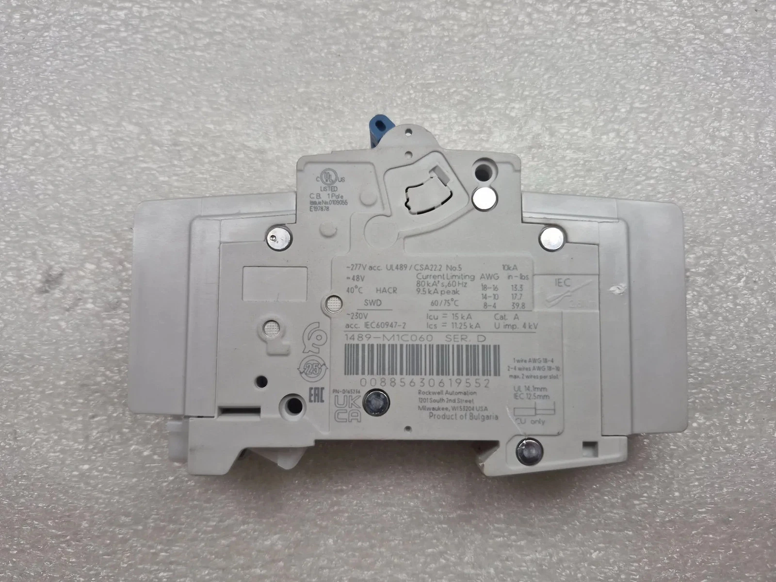 ALLEN BRADLEY 1489-M1C060 6A Circuit Breaker USED - Image 3