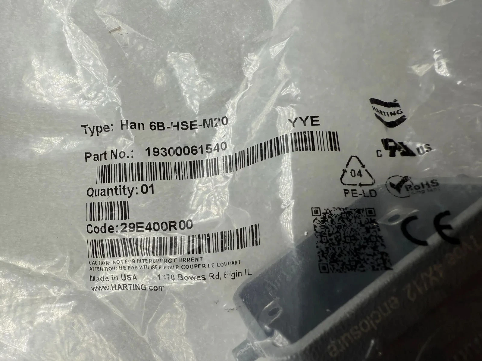 HARTING 19300061540 Han 6B-HSE-M20 Connector Hood NEW - Image 2