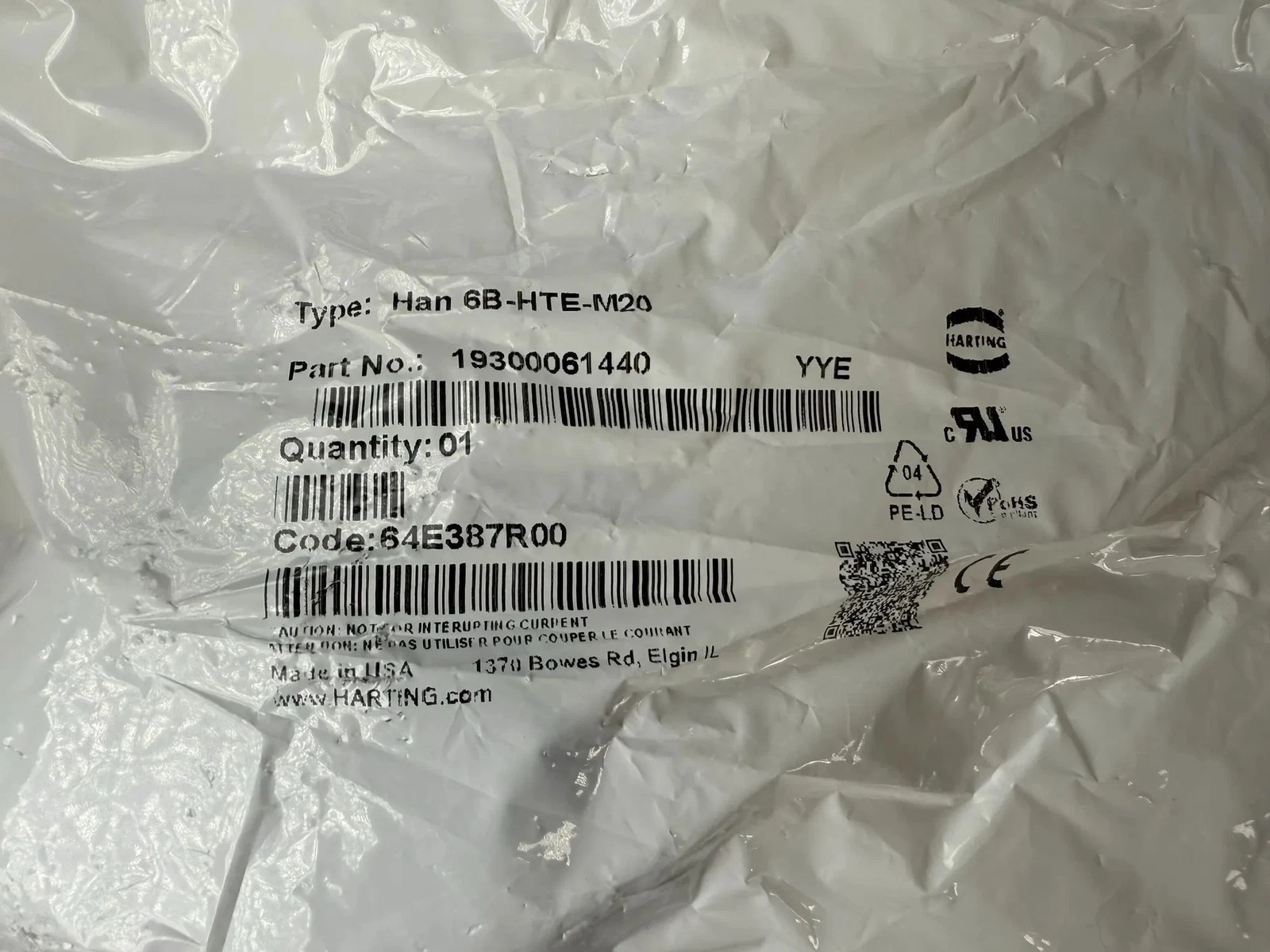 HARTING 19300061440 Han 6B-HTE-M20 Connector Hood NEW - Image 2