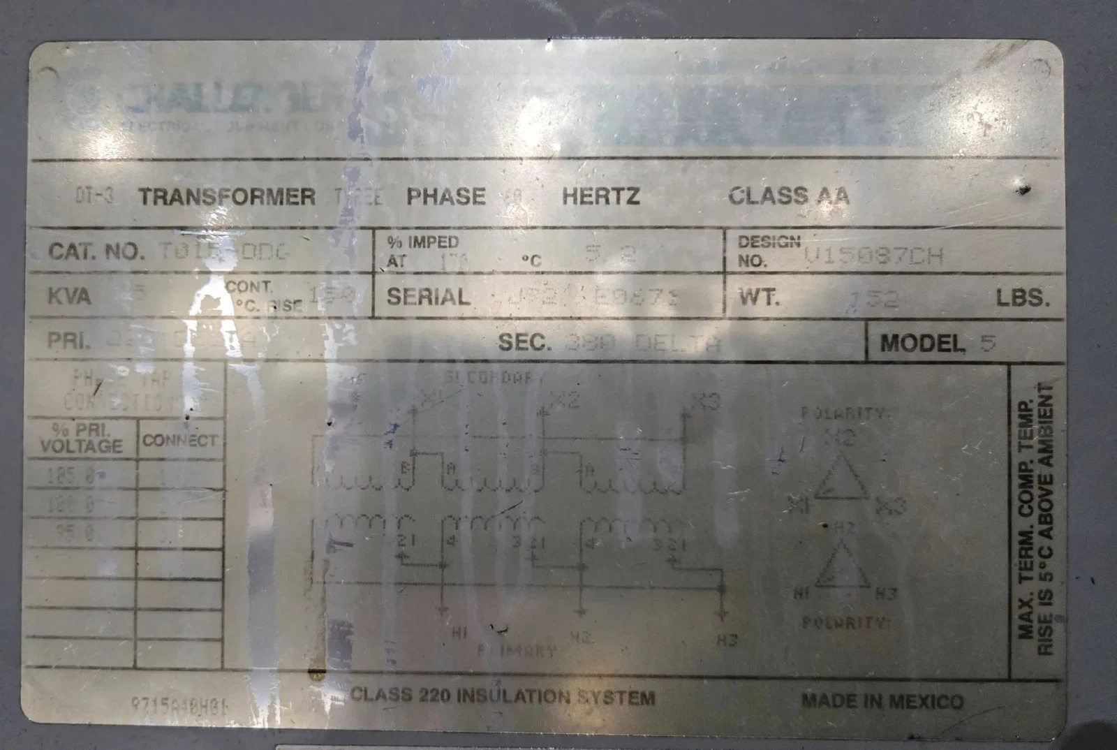 CHALLENGER T015-DDG CONTROL TRANSFORMER USED - Image 6