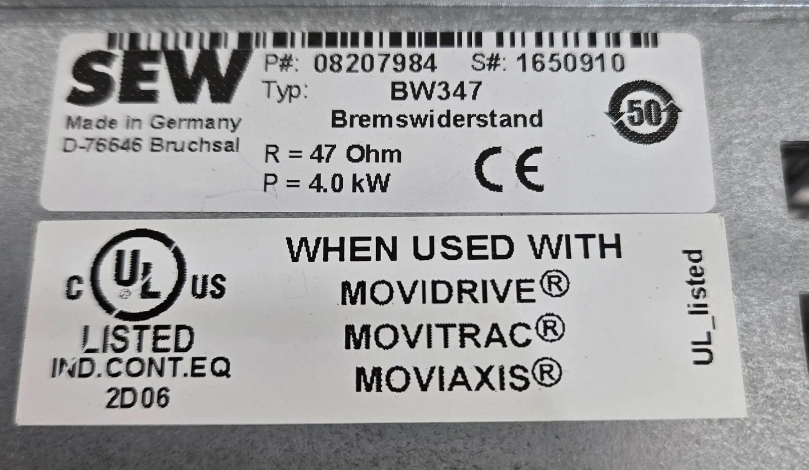 SEW BW347 BRAKE RESISTOR USED - Image 4