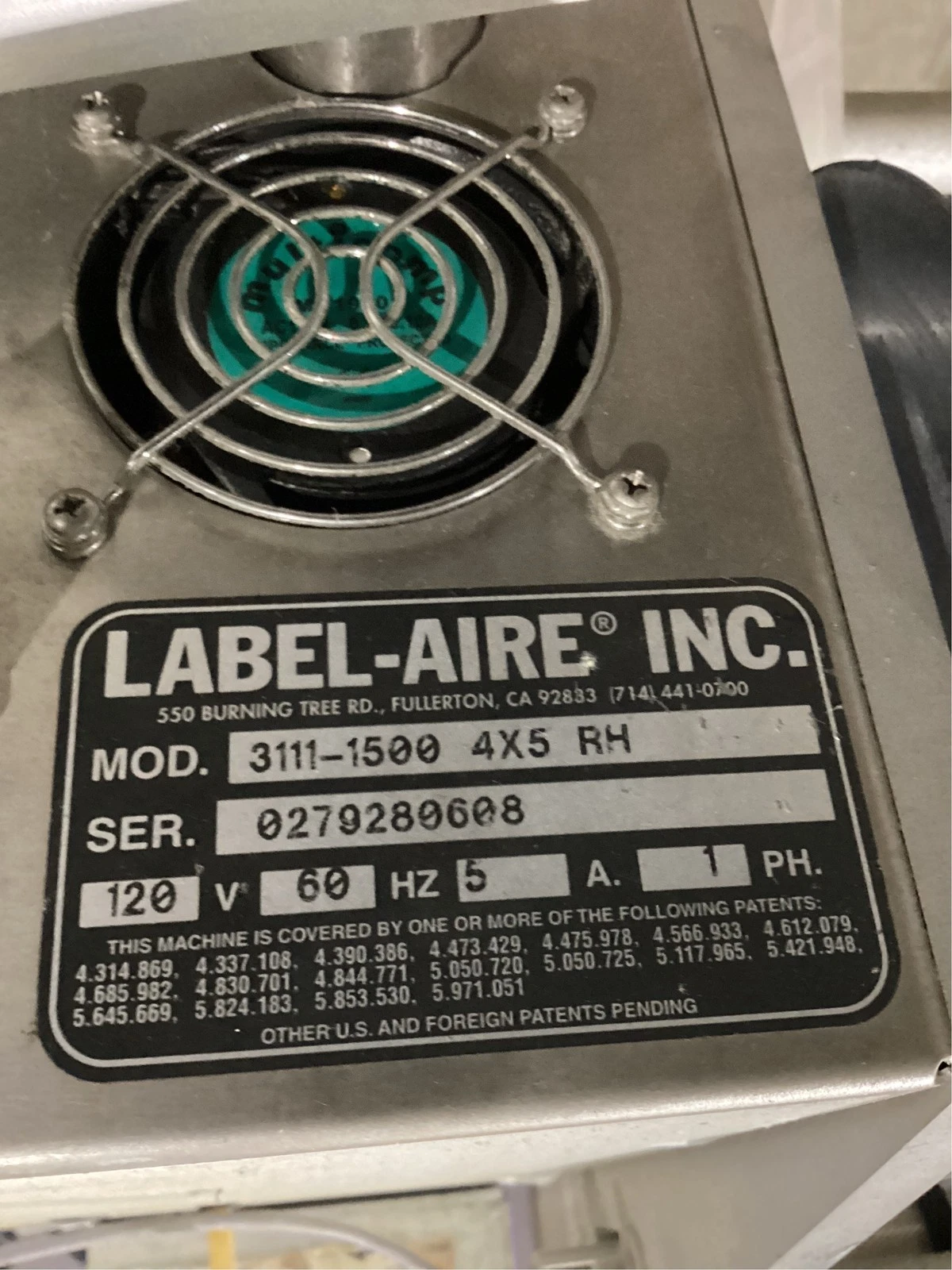 LABEL-AIRE 3111-1500 4X5 RH Label Applicator USED - Image 5