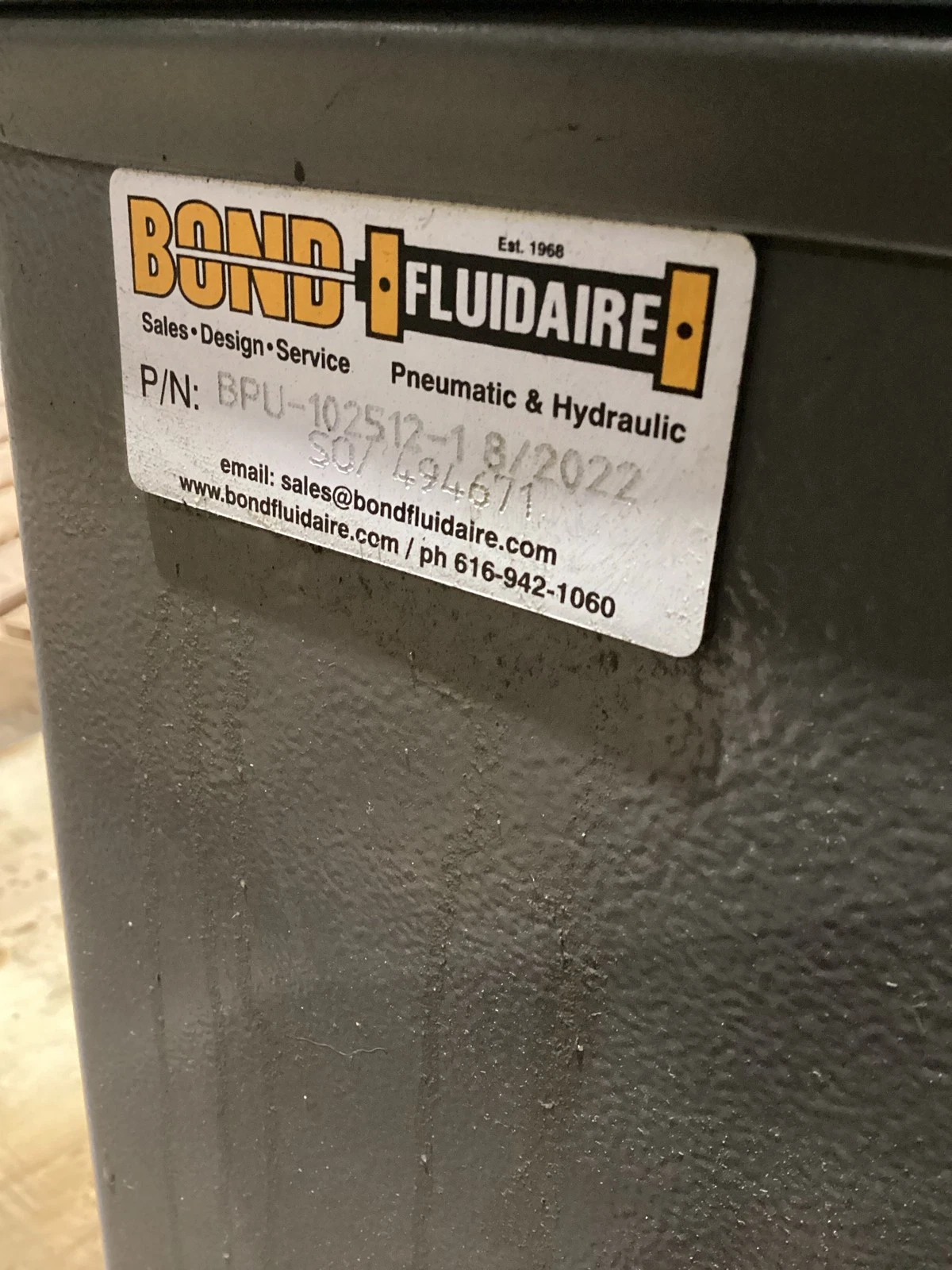 Bond Fluidaire BPU-102512-1 5 HP Hydraulic Power Unit USED - Image 4