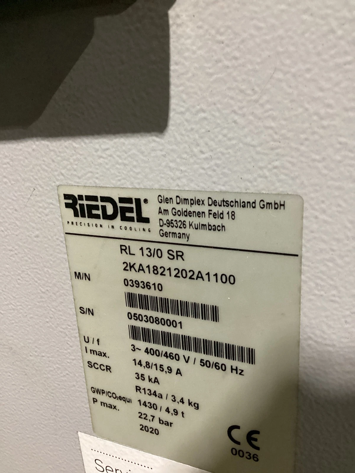 Riedel RL 13/0 SR Industrial Process Chiller 400/460V R134a USED - Image 4