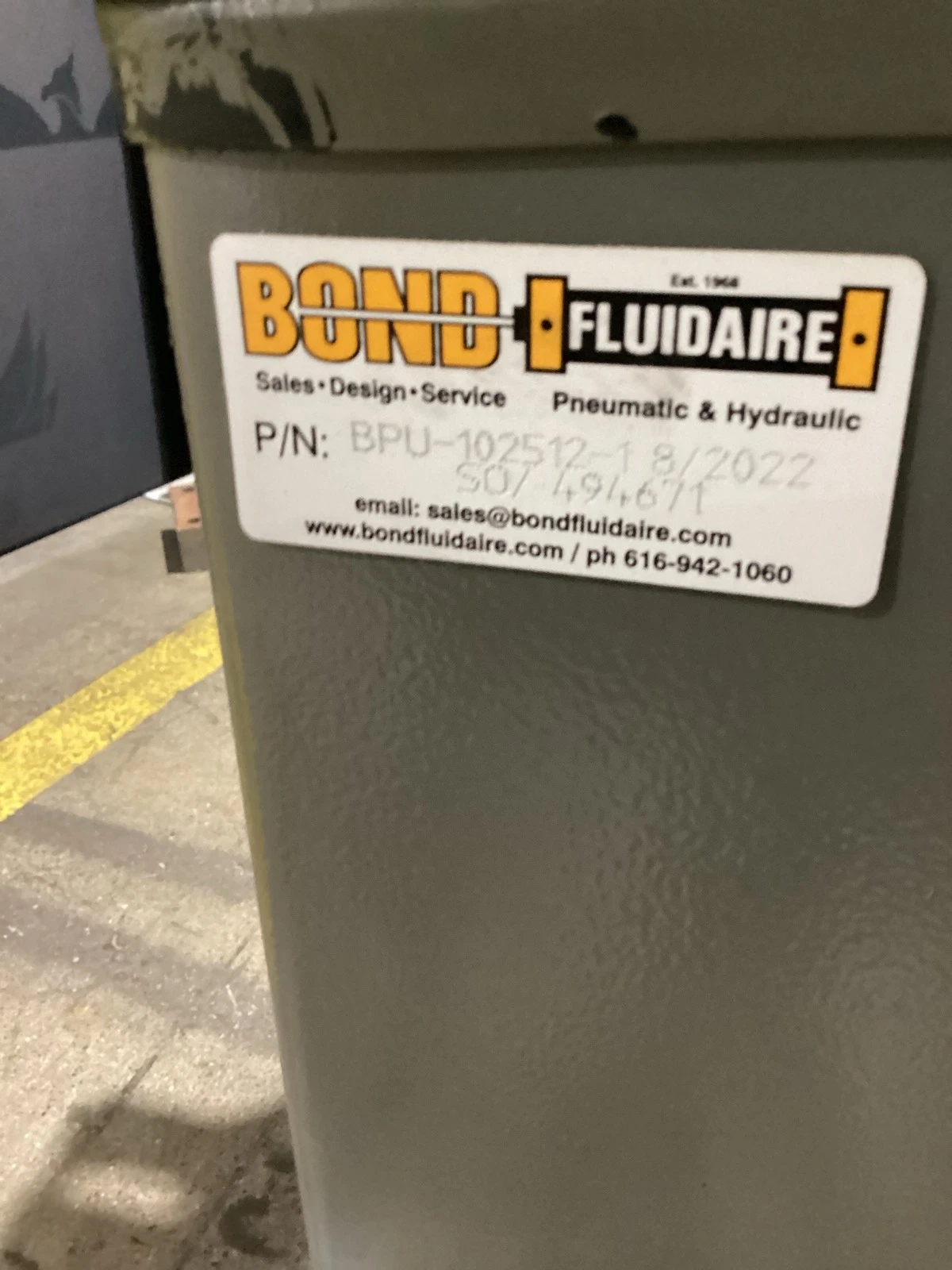 Bond Fluidaire BPU-102512-1 5 HP Hydraulic Power Unit USED - Image 6