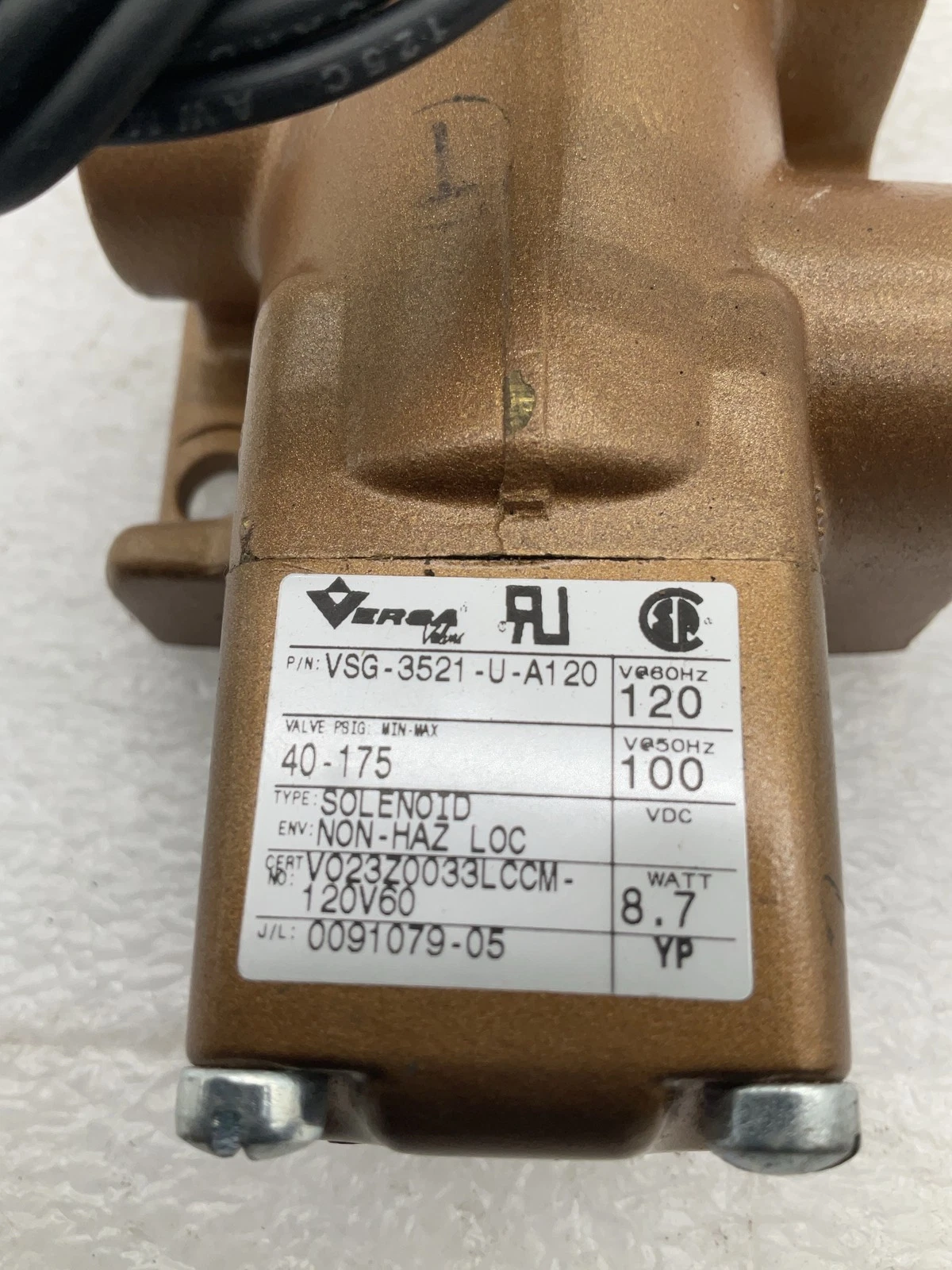 VERSA VSG-3521-U-A120 3-Way Solenoid Valve 120 VAC NEW - Image 3