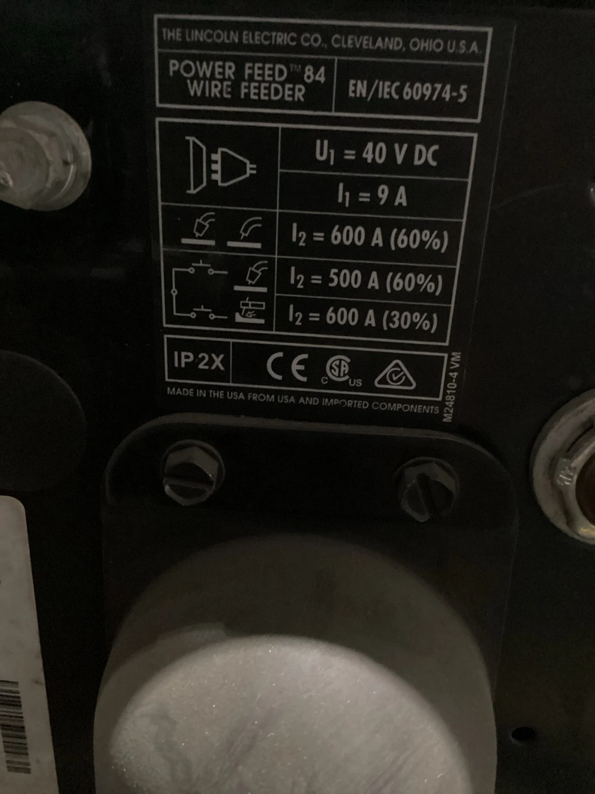 LINCOLN ELECTRIC K3328-13 POWER FEED 84 Digital Wire Feeder USED - Image 5