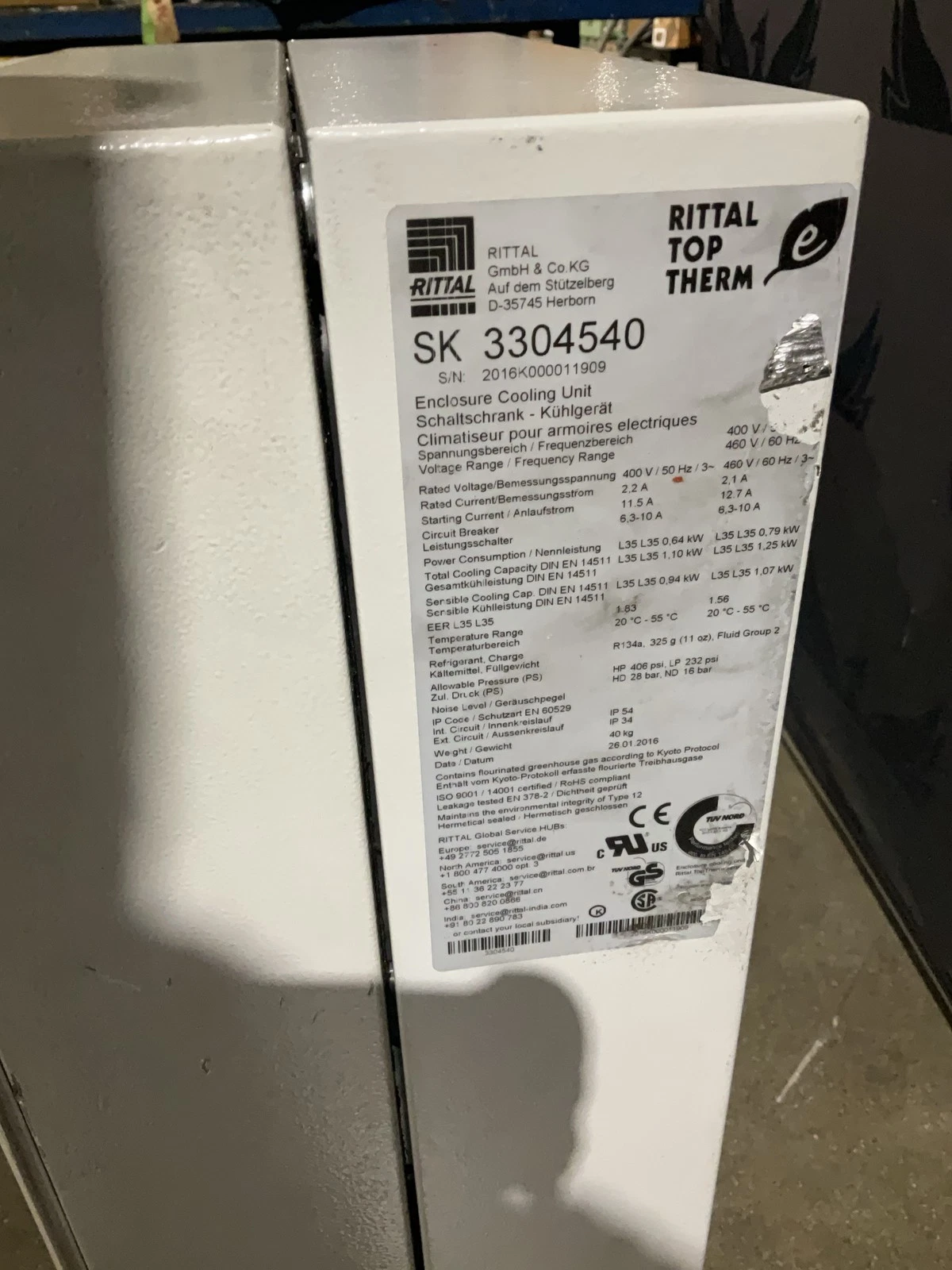 RITTAL SK 3304540 TopTherm Enclosure Cooling Unit 400/460V USED - Image 3